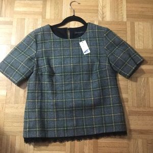 Banana Republic Plaid Blouse with Lace Trim